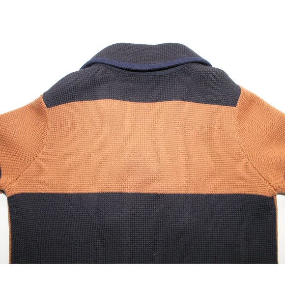 Tory Burch Merino Wool Coat / Small / Navy Mahogany Bold Stripe Heavyweight - Picture 9 of 13